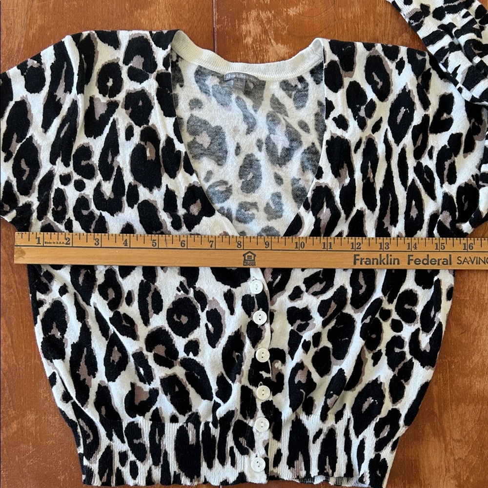 Charlotte Russe Leopard Print Cropped Cardigan Sweater Large - Picture 3 of 9